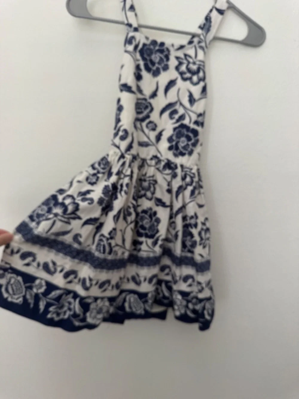 Ralph Lauren Girls Floral Linen-Blend Dress Blue White 7